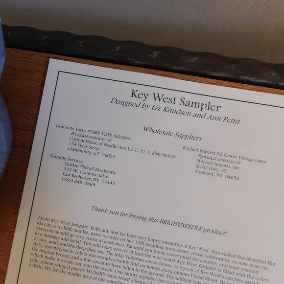 Brightneedle Key West Sampler cross stitch chart Duval Street pink house pattern - Picture 10 of 16